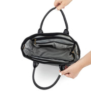 Кожаная сумка для мамы с клатчем внутри Whitney Carson Black