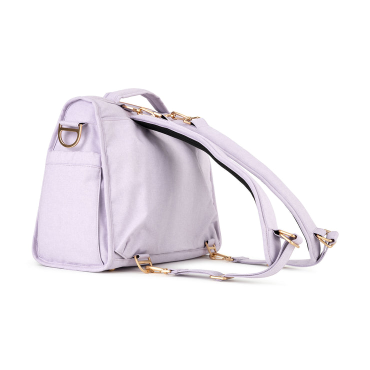 Сумка рюкзак для мамы на коляску лиловая сбоку B.F.F. Lilac