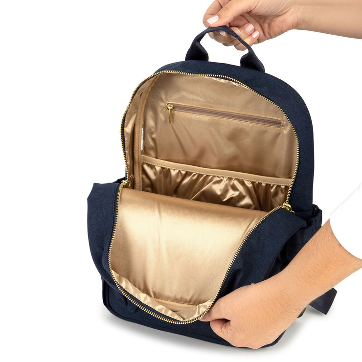 Рюкзак для мамы и ребенка синий внутри Midi Indigo