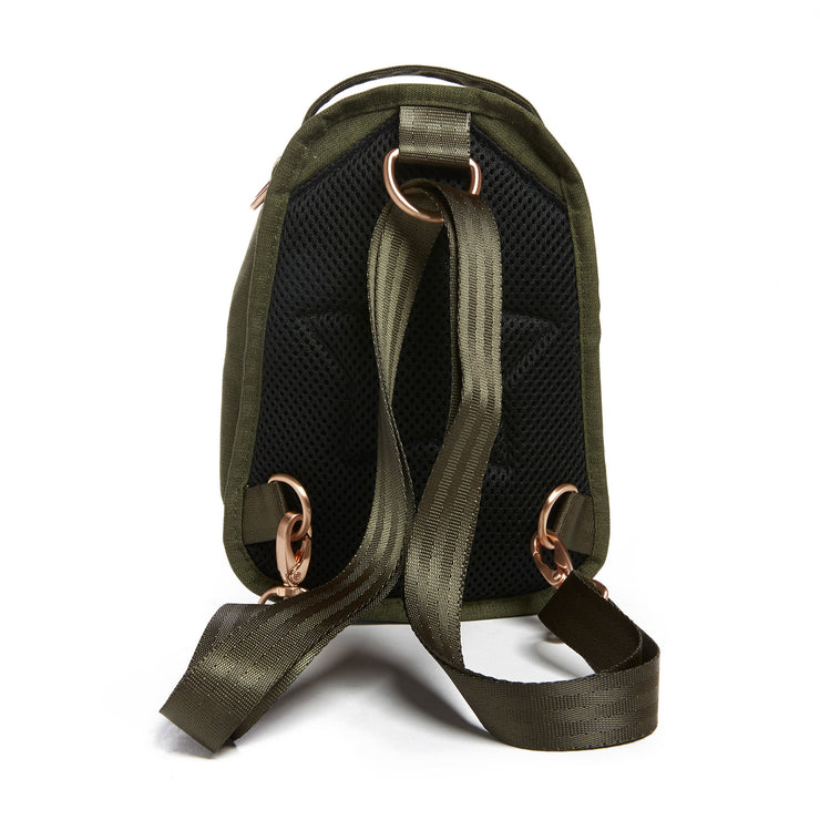 Мини-рюкзак для мамы и малыша оливковый сзади Mini BRB Olive