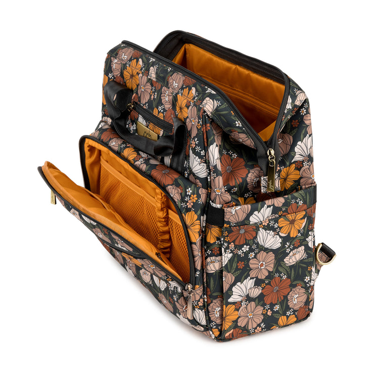 Сумка рюкзак для мамы Dr. B.F.F. с цветочным принтом Far Out Floral JuJuBe открытая 