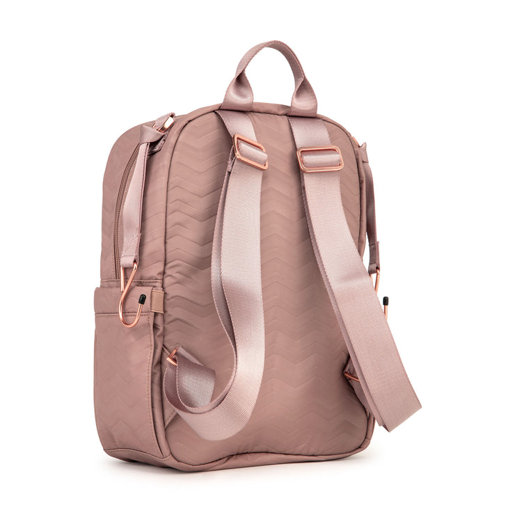 Рюкзак для мамы розово-бежевый сзади Midi Deluxe Warm Sand