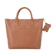 Элегантная кожаная сумка для мамы с клатчем коричневая Whitney Carson Spice
