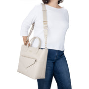Кожаная сумка для мамы с клатчем и длинным ремнем Whitney Carson Vanilla
